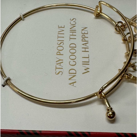 “STAY POSITIVE AND GOOD THINGS WILL HAPPEN” CHARM BANGLE BRACELET - Picture 4 of 10